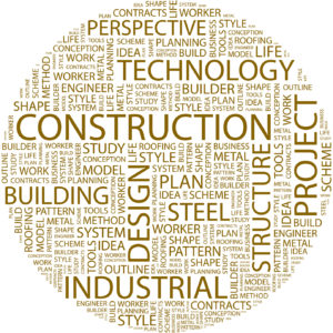 CONSTRUCTION. Word collage on white background.